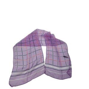 Kmart Purple Pink Sheer Scarf 10 x 46 Made In Japan Checkered Oblong